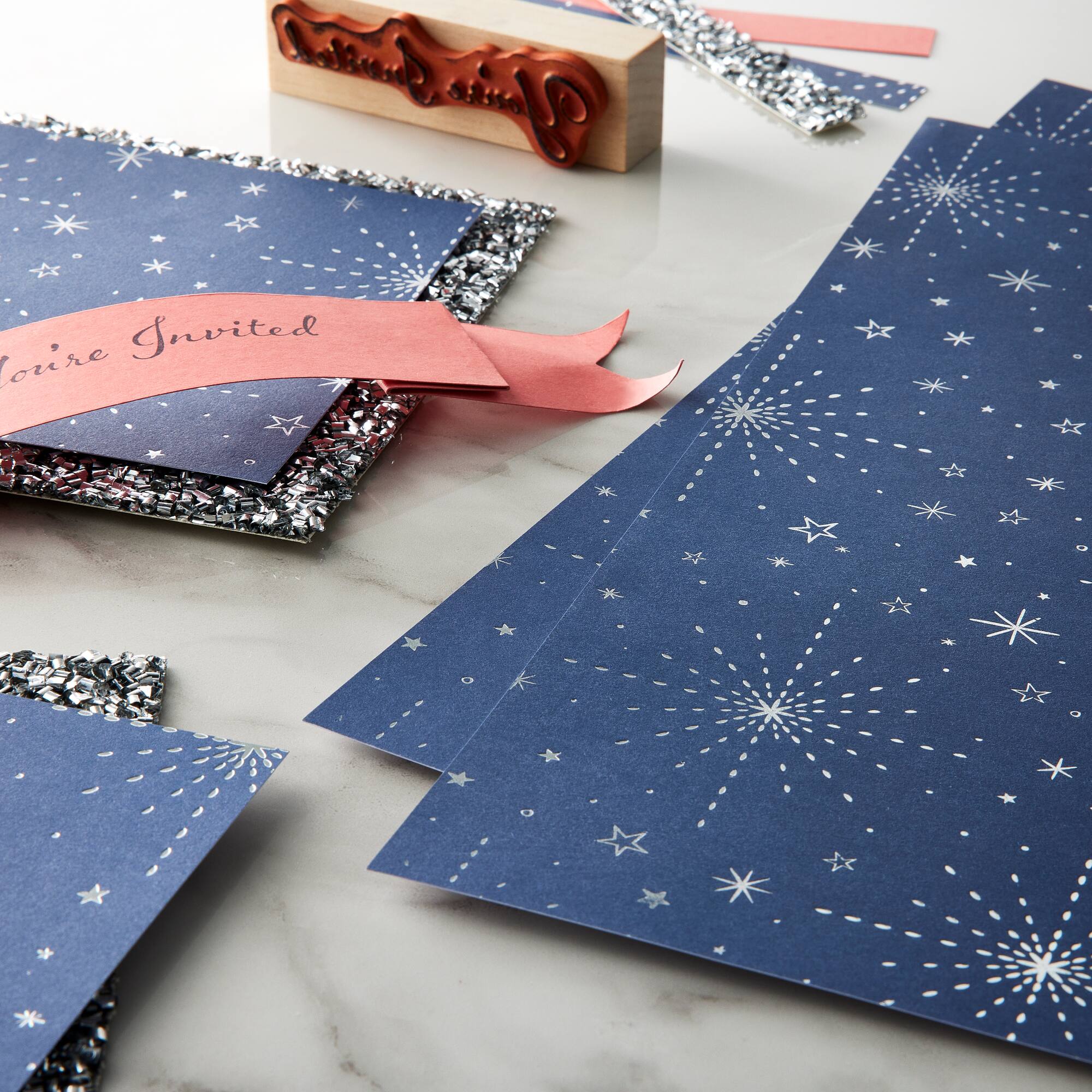 24 Pack: Navy & Silver Star Cardstock Paper by Recollections™, 12" x 12"